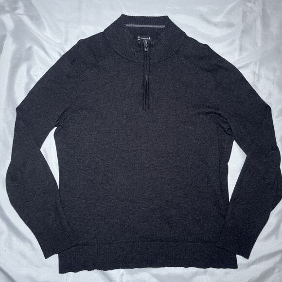 Smartwool Sweater Mens Size L Gray Sparwood 1/2 Zip Merino Wool Blend Collared - Picture 1 of 8